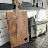 Long Wooden Chopping Board with rope handle to hang L49cm
Cut out Star shape in the bottom corner&nbsp;&nbsp;
