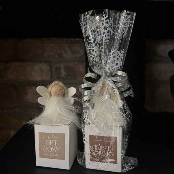 Christmas Small Gift - Sitting Angel & Votive Gift Wrapped