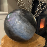 Glass Sphere Hand Blown Lamp - Black & Grey Planet
