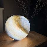 Glass Sphere Hand Blown Lamp - Beige/Black Planet