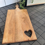 Long Wooden Chopping Board with rope handle to hang L49cm
Cut out Heart shape in the bottom corner&nbsp;&nbsp;