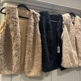 Faux Fur Long Gilet - Linen