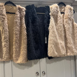 Faux Fur Long Gilet - Linen