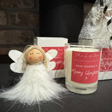 Christmas Small Gift - Sitting Angel & Xmas Votive Gift
