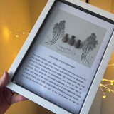 Framed Pebble Art with Script - White block frame 31.5cm
OUR MUM, OUR EVERYTHING
You hold a special place within our hearts that you can only fill.&nbsp; You taught us right from wrong and have given us strength of will.&nbsp; You have the grace not to judge the wrongs that we may do but choose instead to understand and help to see us through.&nbsp; You pride for our small successes you never fail to show, and even if we don't achieve, your encouragement helps us grow.&nbsp; Thank you MUM, OUR EVERYTHING fo