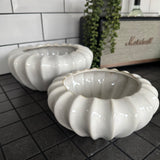 White Pod Ribbed Bowl Vases | 2 Sizes