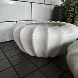 White Pod Ribbed Bowl Vases | 2 Sizes