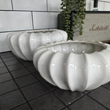 White Pod Ribbed Bowl Vases | 2 Sizes
