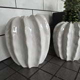 White Pod Ribbed Vases | 2 Sizes
