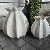 White Glazed Ribbed Poppy Seed Vases&nbsp;
Available in two sizes - Small H11cm &amp; Large H16cm&nbsp;