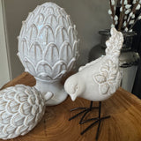 Cream Porcelain Bird with iron legs - 2 styles
