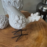 Cream Porcelain Bird with iron legs - 2 styles