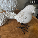 Cream Porcelain Bird with iron legs - 2 styles