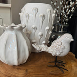 Cream Porcelain Bird with iron legs - 2 styles