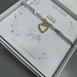 Life Charms the Thoughtful Jewellery Co.


Just Because Silver &amp; Gold plated Bracelet Collection;
Charm -&nbsp;gold open heart
Quote - For my super sister