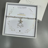 Life Charms the Thoughtful Jewellery Co.


Just Because Silver &amp; Gold plated Bracelet Collection;
Charm - silver sparkling star
Quote - For my charming Bestie