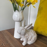 Glazed Ceramic Natural Toned Tulip Flower Shaped Vase 19.9cm&nbsp;