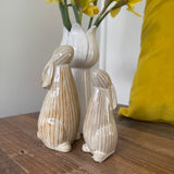 Ceramic Standing Bunnies starring up with Ribbed Finish in neutral colours&nbsp;
Available in 2 sizes; Small 12cm &amp; Large 15.8cm