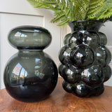 Dark Olive Green Glass Bobble Vase H22cm