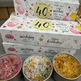 Just Because 3 Lites Collection - 3 fragrances with sprinkles of glitter &amp; tiny gems for that pretty finishing touch..&nbsp;
Quotes on the colourful gift box with image of keys read;
On your 40th just for you..
Hope all your wishes come true..for a special you!
Wishing you a very... Happy Birthday&nbsp;
