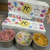 Just Because 3 Lites Collection - 3 fragrances with sprinkles of glitter &amp; tiny gems for that pretty finishing touch..&nbsp;
Quotes on the colourful gift box with image of keys read;
On your 70th just for you..
Hope all your wishes come true..for a special you!
Wishing you a very... Happy Birthday&nbsp;