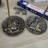 Incense Stick Round 10cnm Metal Holder - Embossed Ganesha