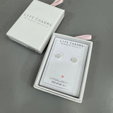 Life Charm Earrings - Diamond CZ Silver Heart Stud