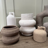 Brown textured earthy bulbous stone Vase