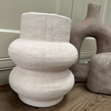 White textured earthy bulbous stone Vase
