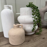 White textured earthy bulbous stone Vase