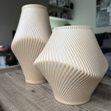Terracotta Tan Sculptured Ribbed Twist Vase - 2 sizes