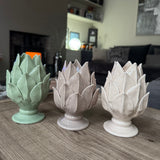Glazed Ceramic Artichoke T-light holder - 3 colours