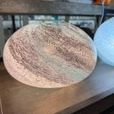 Glass Sphere Hand Blown Flat Round Lamp - Blue & Brown Swirls