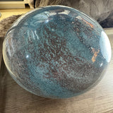 Glass Sphere Hand Blown Flat Round Lamp - Blue & Brown Swirls