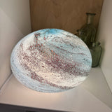 Glass Sphere Hand Blown Flat Round Lamp - Blue & Brown Swirls