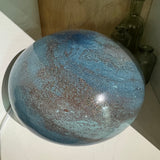 Glass Sphere Hand Blown Flat Round Lamp - Blue & Brown Swirls