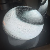 Glass Sphere Hand Blown Flat Round Lamp - Black & Blue Swirls