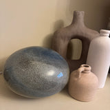 Hand crafted unique high quality glass lamps
Glass Pebble Hand-Blown Flat Round Lamp Dia25cm x H16cm
Design - Sand &amp; Sea / Light blue &amp; Grey colour swirls