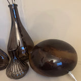 Glass Sphere Hand Blown Flat Round Lamp - Black & Orange Swirls