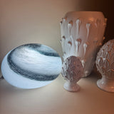 Hand crafted unique high quality glass lamps
Glass Pebble Hand-Blown Flat Round Lamp Dia25cm x H16cm
Design - Black &amp; Blue Swirls&nbsp;