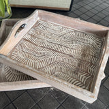 Whitewashed Patterned Wooden Trays - 3 Sizes