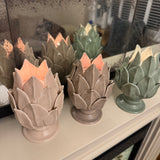 Glazed Ceramic Artichoke T-light holder - 3 colours