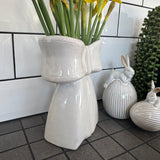 Neutral Ceramic Bow Shaped Vase H20cm