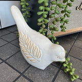 Ceramic Glazed neutral Bird Ornament With Texture Olive Branch detail H11cm&nbsp;