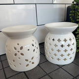 Large White Ceramic H13cm Wax Burner with Flower petal design