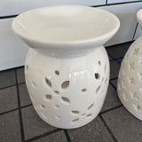 Large White Ceramic H13cm Wax Burner with Flower petal design