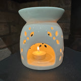 Large White Ceramic H13cm Wax Burner with Flower petal design