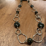 Eliza Gracious - Grey Tiger Eye effect mixed beads & twin links necklace