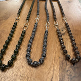 Eliza Gracious - Grey Tiger Eye effect large bead long necklace