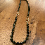 Eliza Gracious - Grey Tiger Eye effect large bead long necklace